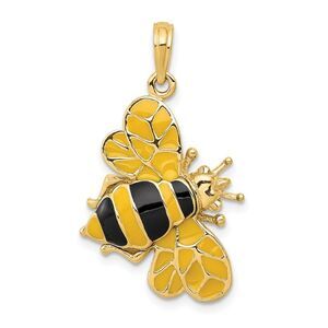 14k Yellow Gold and Enamel 3D Bumblebee Pendant